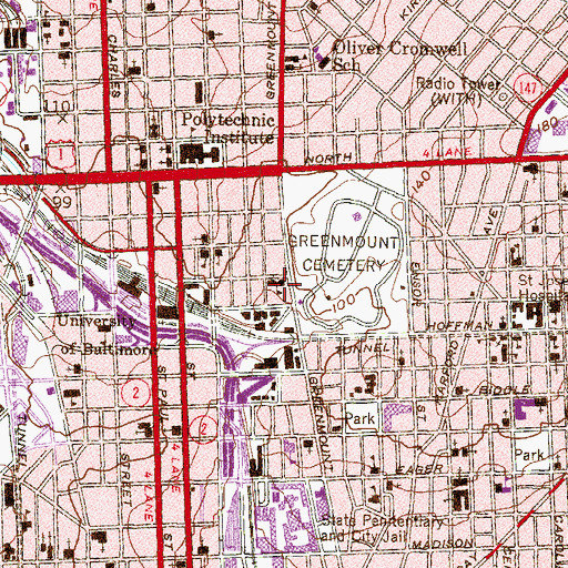 Topographic Map of Benjamin Banneker Public School (historical), MD
