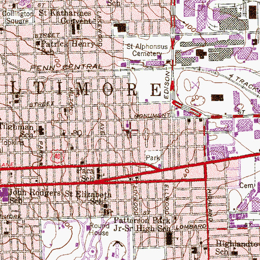 Topographic Map of Calvary Presbyterian Church, MD