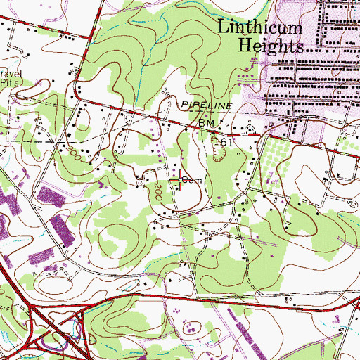 Topographic Map of Ring-Caples Cemetery, MD