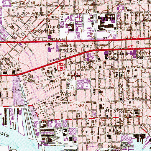 Topographic Map of Caroline Street Methodist Church, MD