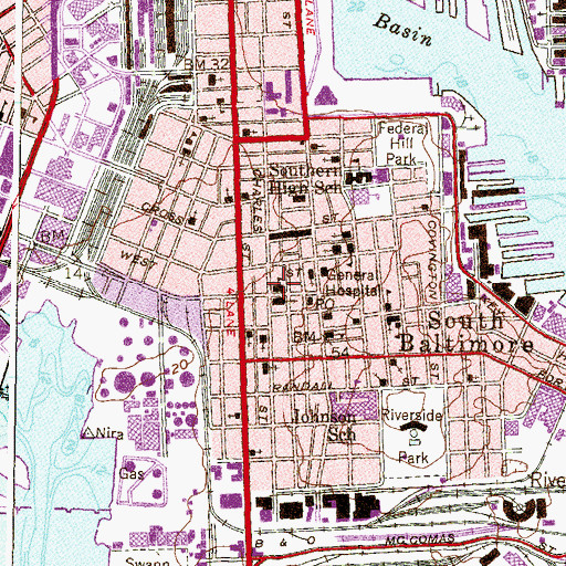 Topographic Map of Oliver Perry Public School (historical), MD