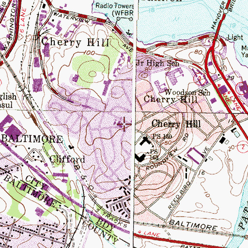 Topographic Map of Cherry Hill Community Church, MD