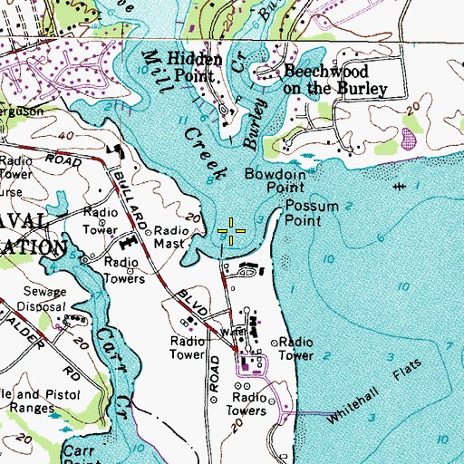 Topographic Map of Browns Cove, MD