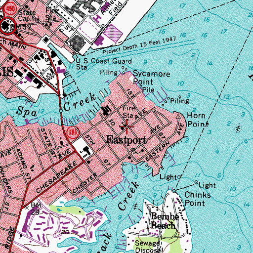 Topographic Map of First Baptist Church of Eastport, MD