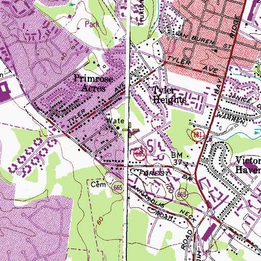 Topographic Map of Tyler Heights Elementary School, MD