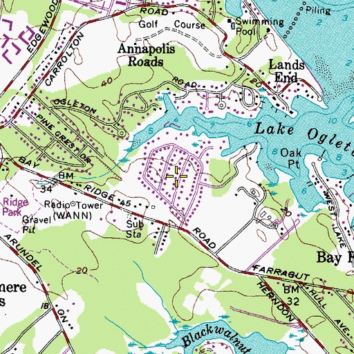 Topographic Map of Anchorage, MD