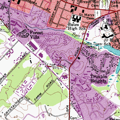 Topographic Map of Captains Walk, MD