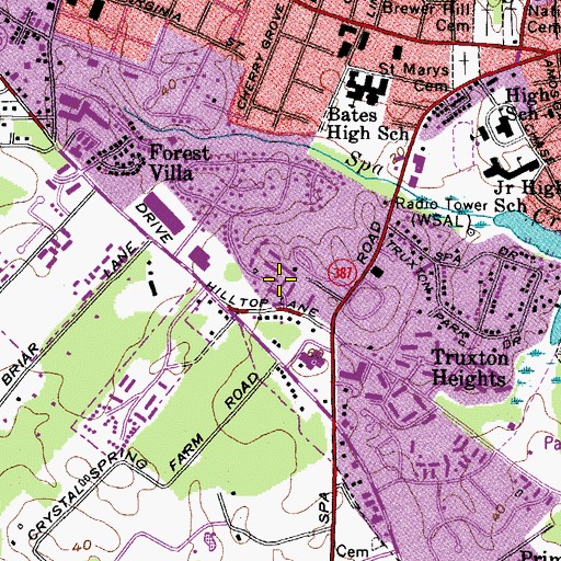 Topographic Map of Captains Walk, MD