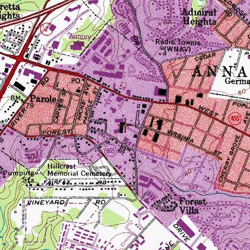 Topographic Map of Mills - Parole Elementary School, MD