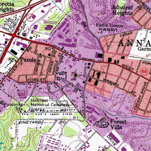 Topographic Map of Mills - Parole Elementary School, MD