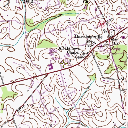Topographic Map of Davidsonville Park, MD