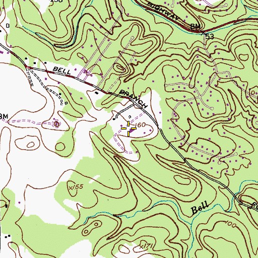 Topographic Map of Bell Branch Road Seventh Day Adventist Church, MD