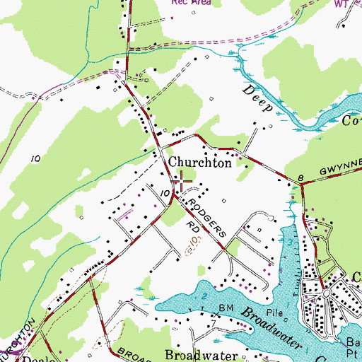 Topographic Map of Churchton Post Office, MD