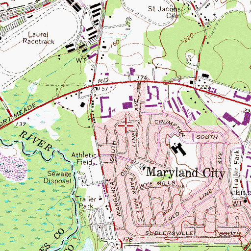 Topographic Map of Town and Country, MD