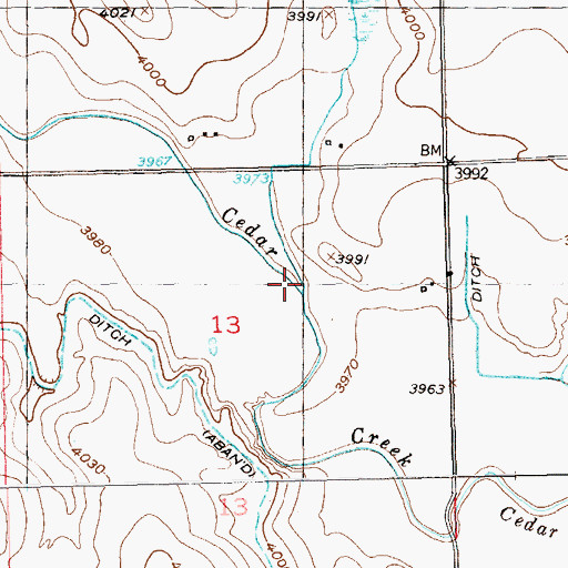 Topographic Map of Beall Creek, CO