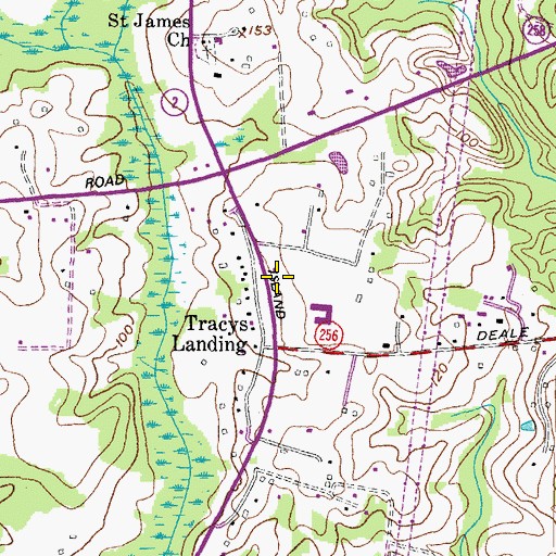 Topographic Map of Tracys Landing Post Office, MD