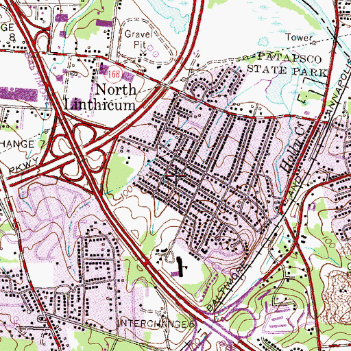 Topographic Map of Linthicum Hills, MD