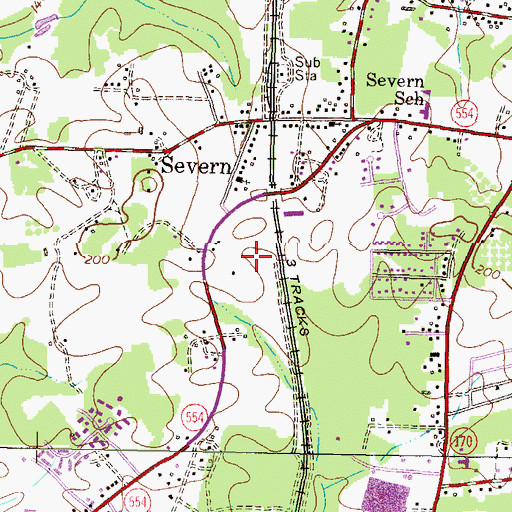 Topographic Map of Redbridge, MD