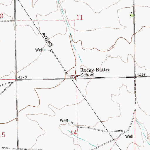 Topographic Map of Rocky Buttes School, CO