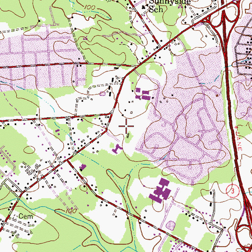 Topographic Map of Myers Estates, MD