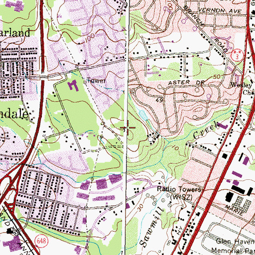 Topographic Map of North Glen Park, MD