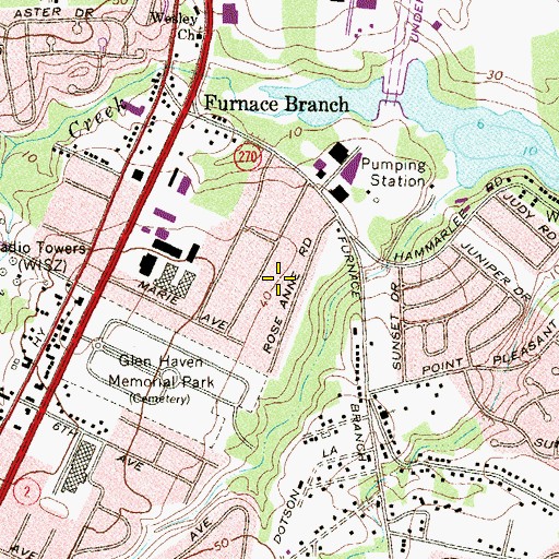Topographic Map of Cadillac Homes, MD