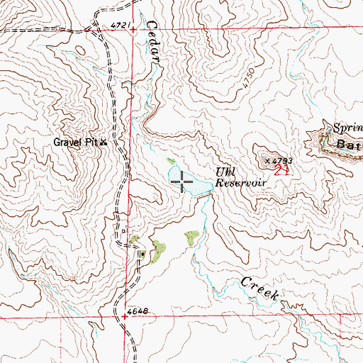 Topographic Map of Uhl Reservoir, CO