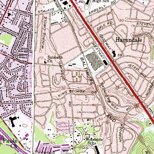 Topographic Map of Oak Ridge Manor, MD