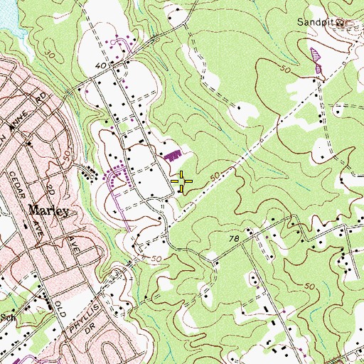 Topographic Map of Shannon Forest, MD