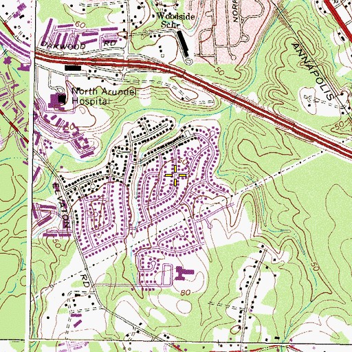 Topographic Map of The Highlands, MD
