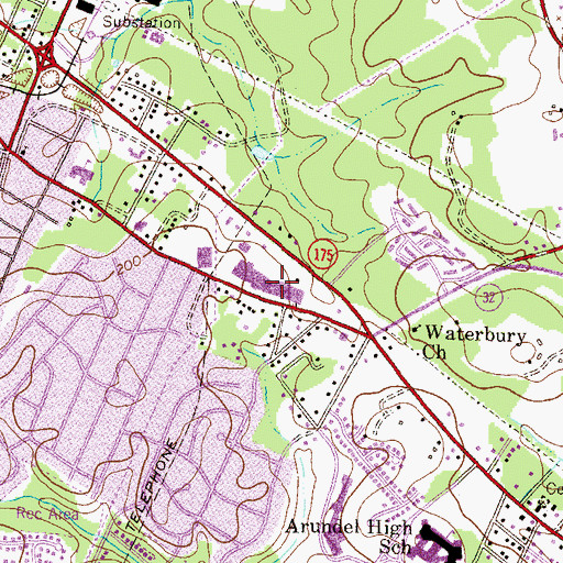 Topographic Map of Odenton Shopping Center, MD