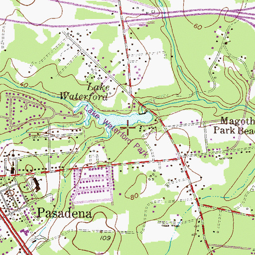Topographic Map of Lake Waterford Park, MD