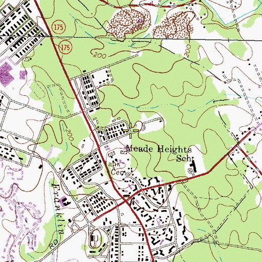 Topographic Map of Meade Heights, MD