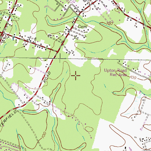 Topographic Map of Quarterfield Farms, MD