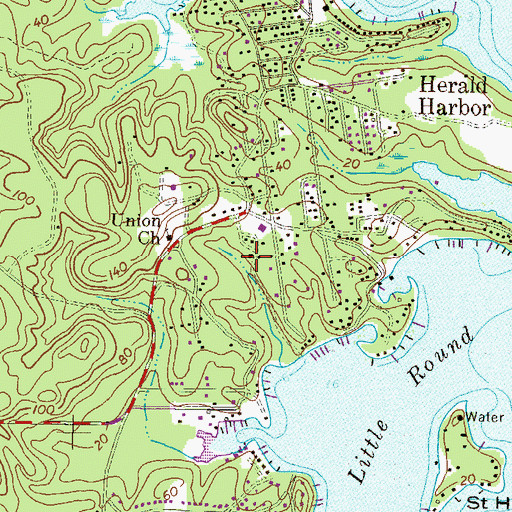 Topographic Map of Saint Marys on the Severn Church, MD