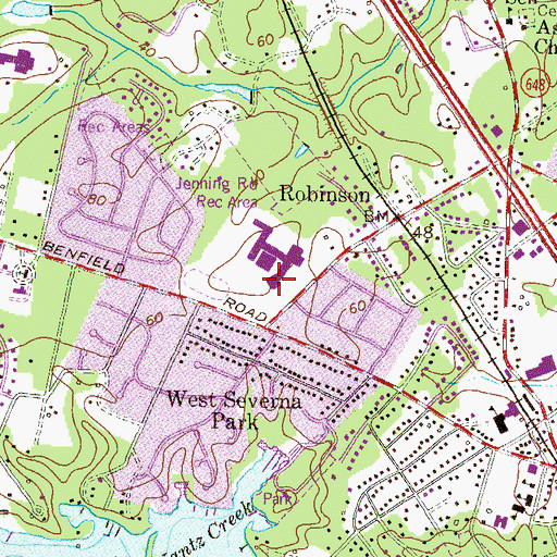 Topographic Map of Severna Park High School, MD