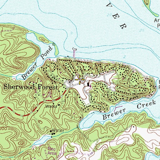 Topographic Map of Sherwood Forest Post Office, MD