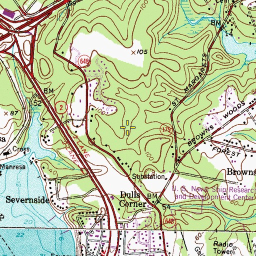 Topographic Map of Brice Manor, MD