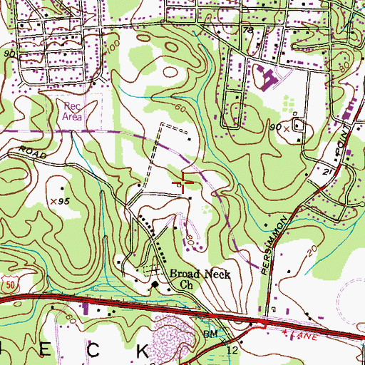 Topographic Map of Broadneck Park, MD