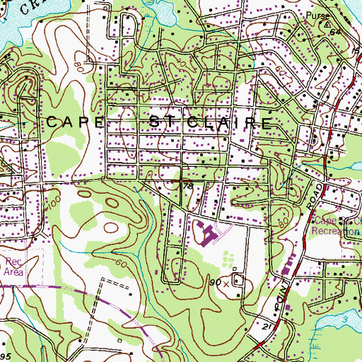 Topographic Map of Cape Saint Claire United Methodist Church, MD