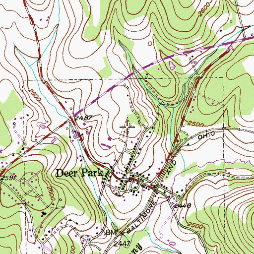 Topographic Map of Deer Park Cemetery, MD