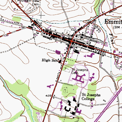 Topographic Map of Emmitsburg Library, MD