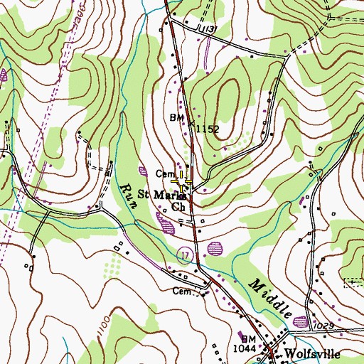 Topographic Map of Saint Marks Cemetery, MD