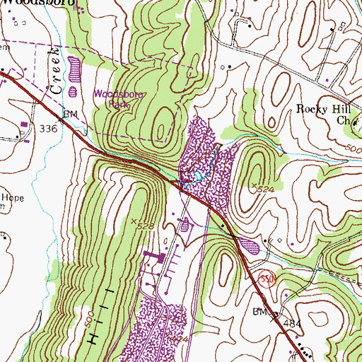 Topographic Map of Rocky Hill Branch, MD