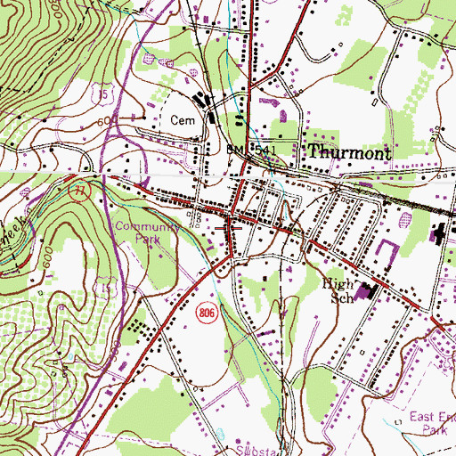 Topographic Map of Thurmont Library, MD