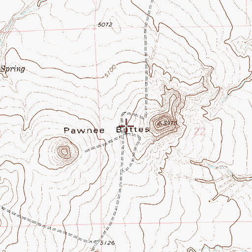 Topographic Map of Pawnee Buttes, CO