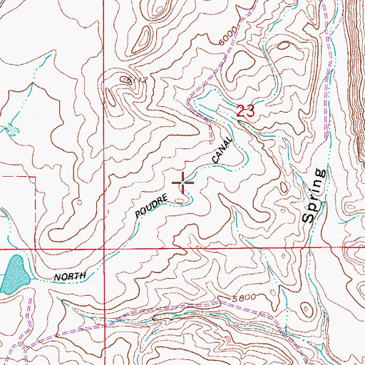 Topographic Map of North Poudre Canal, CO