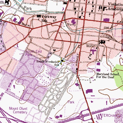 Topographic Map of Lincoln Elementary School, MD