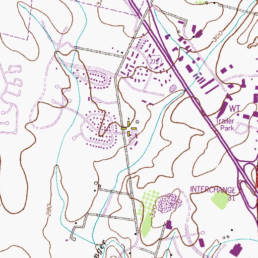 Topographic Map of Frederick Villas, MD
