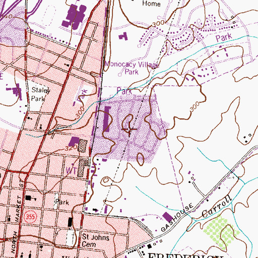 Topographic Map of Monocacy Village, MD